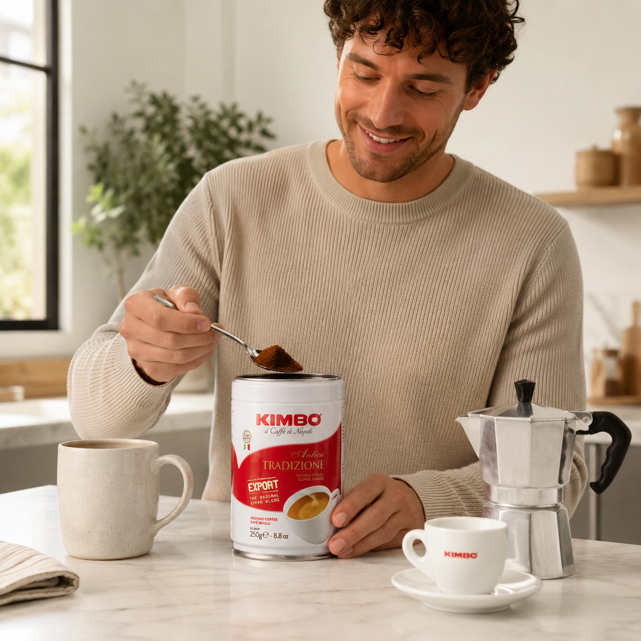 Kimbo Antica Tradizione Ground Coffee - Blended and Roasted in Italy - Medium to Dark Roast with a Delicious Flavor in a typical Neapolitan Roasting - 8.8 oz Can