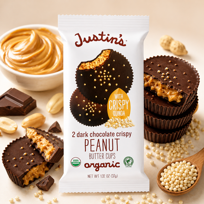 Justin's Organic Dark Chocolate Crispy Peanut Butter Cups 1.32 oz