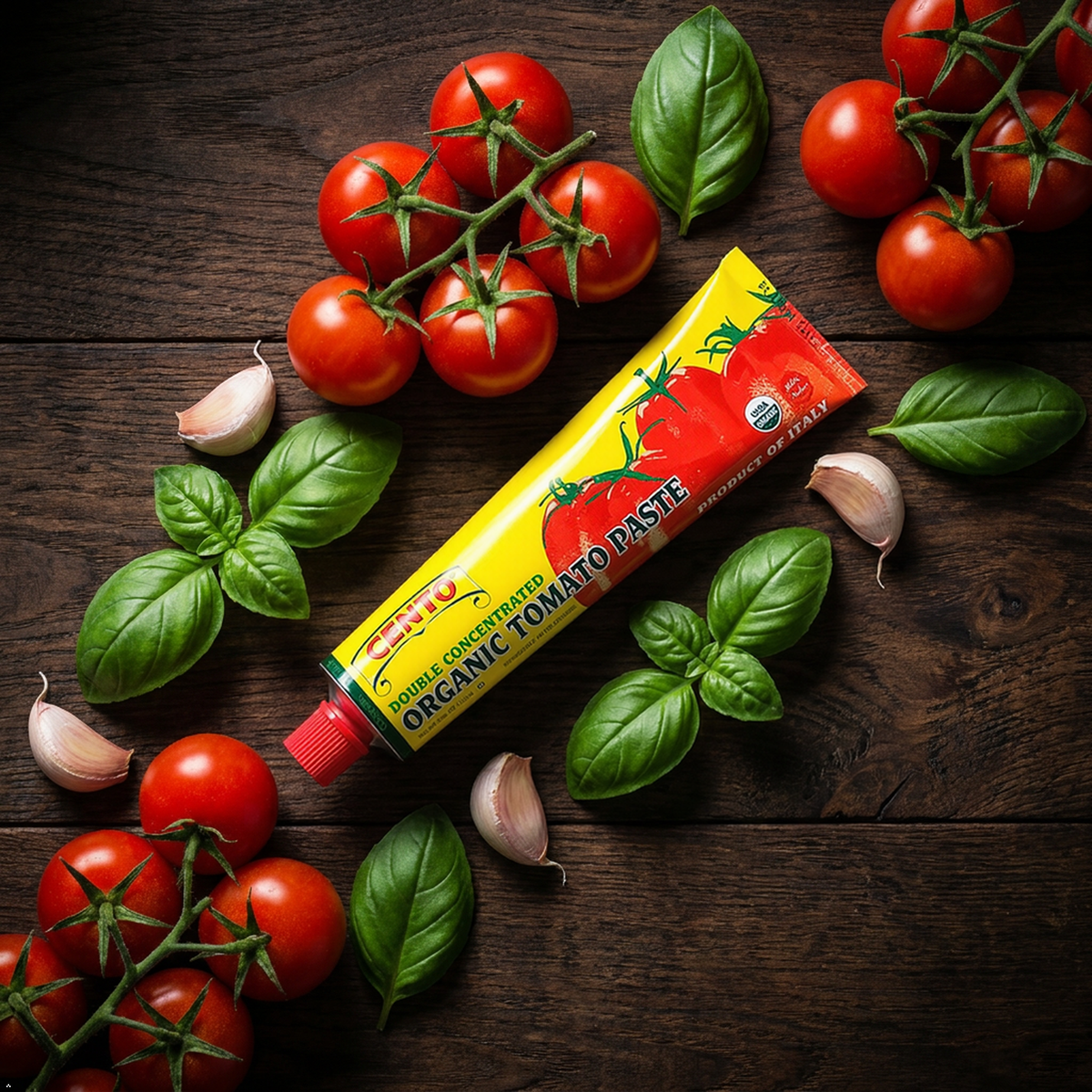 Cento Double Concentrated ORGANIC Tomato Paste 4.56 oz tubes (Pack of 2) Cento