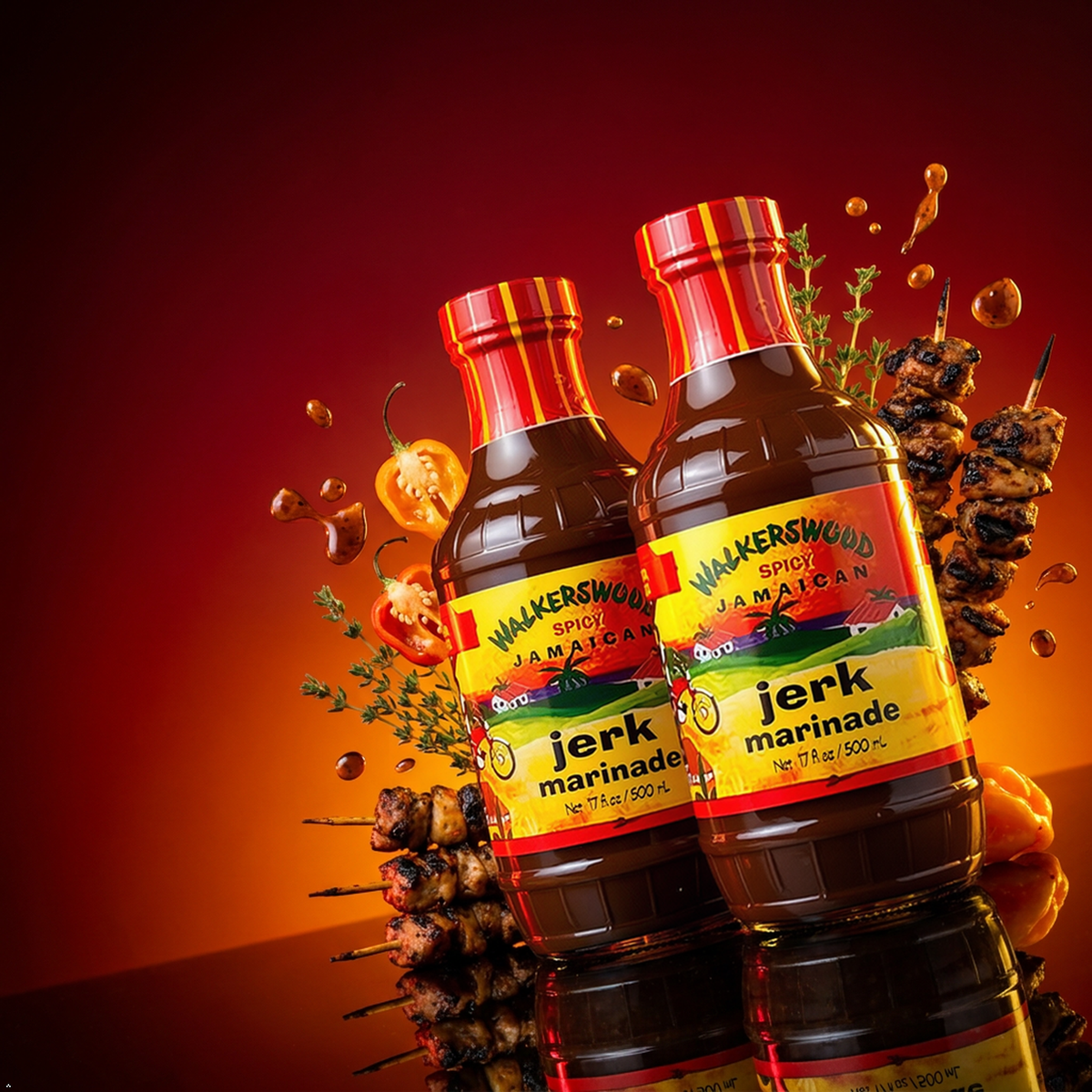 Walkerswood Jamaican Jerk Marinade Seasoning Sauce, 500 mL (Pack of 2) Walkerswood