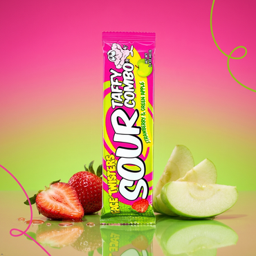 Face Twisters Sour Taffy Combo Strawberry and Green Apple - (Pack of 4) Large Face Twisters