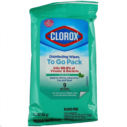 CLOROX Disinfecting Wipes To Go Pack, Fresh Scent 9 count (Pack of 5) Clorox