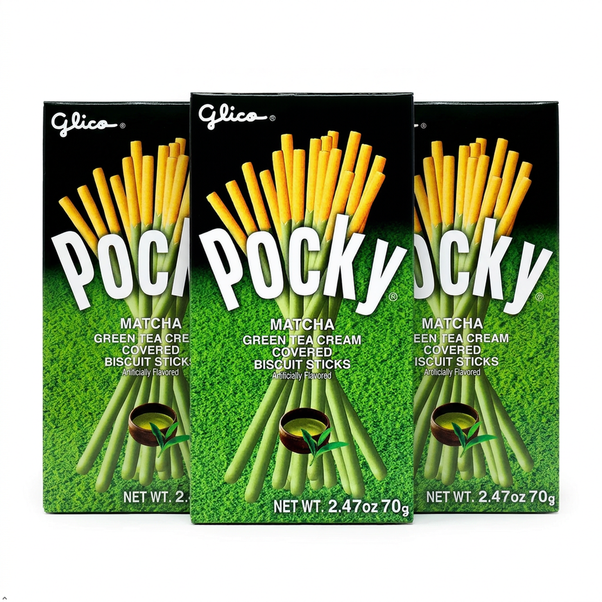 Glico Pocky Matcha Green Tea Biscuit Sticks, 70 g (Pack of 3) Pocky