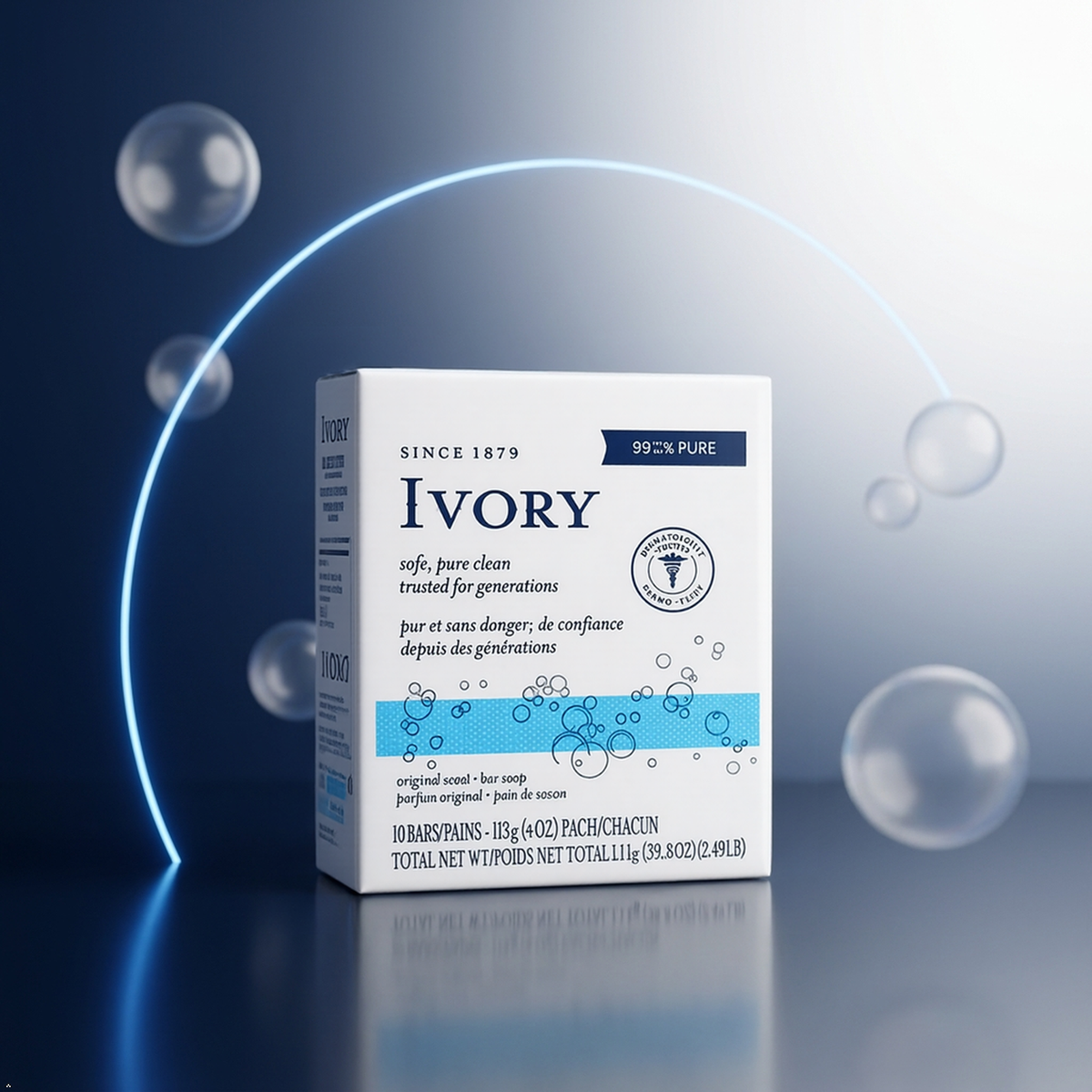 Ivory Original 10-Count: Bath Size Bars (4 oz), 38.8 oz (Pack of 2) Ivory