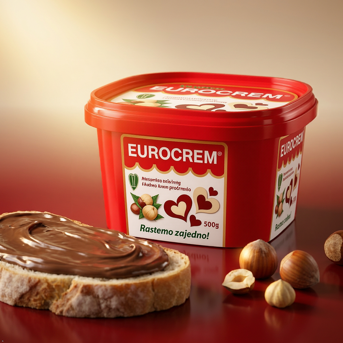 Eurocrem Hazelnut Milk and Cocoa Spread 500g Eurocrem