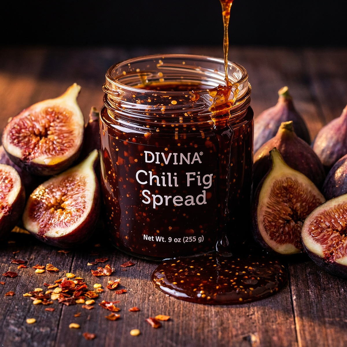 DIVINA Chili Fig Spread Jam, 9 oz Divina
