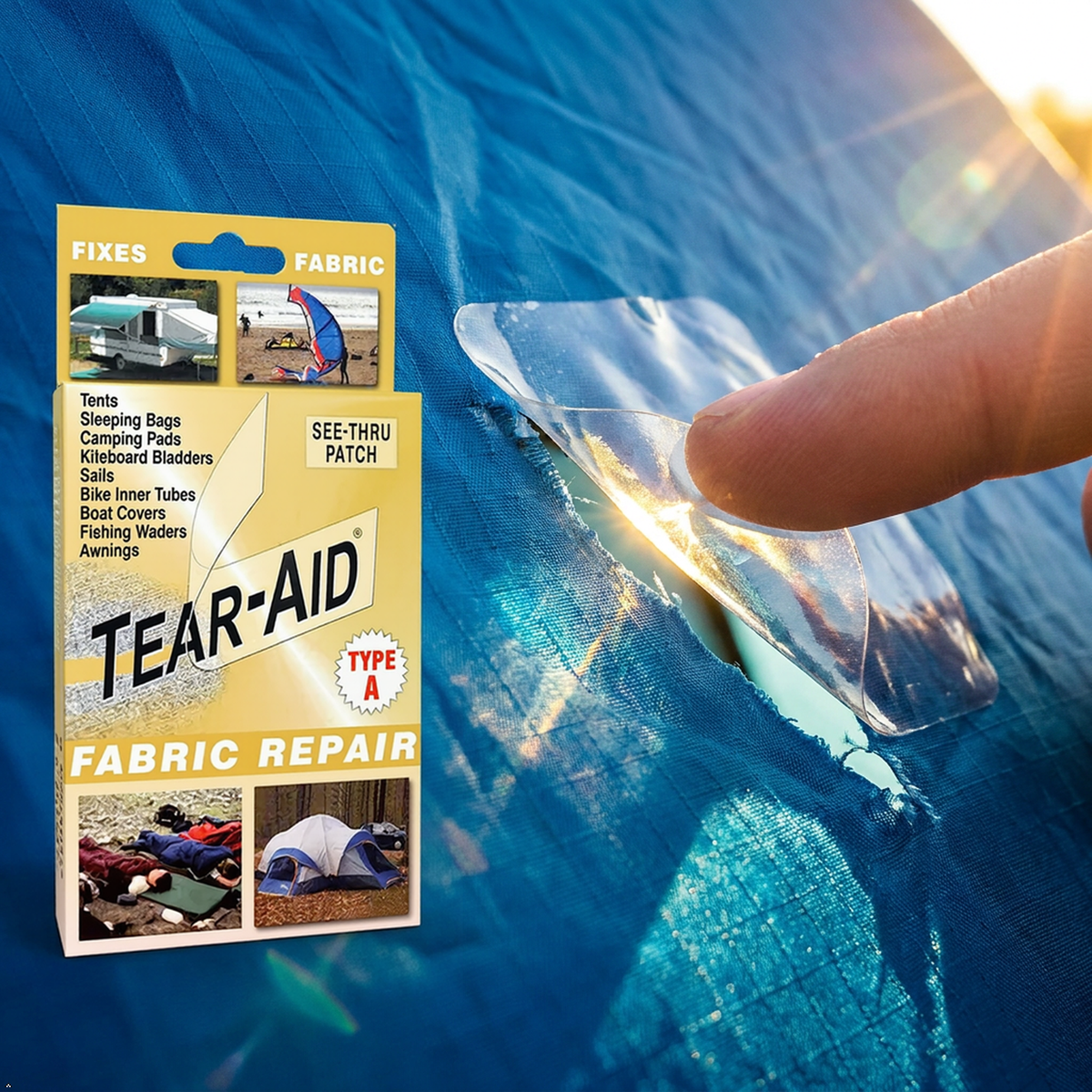 Tear-AID D-KIT-A01-100 Fabric Repair Kit, A, Clear Tear-Aid