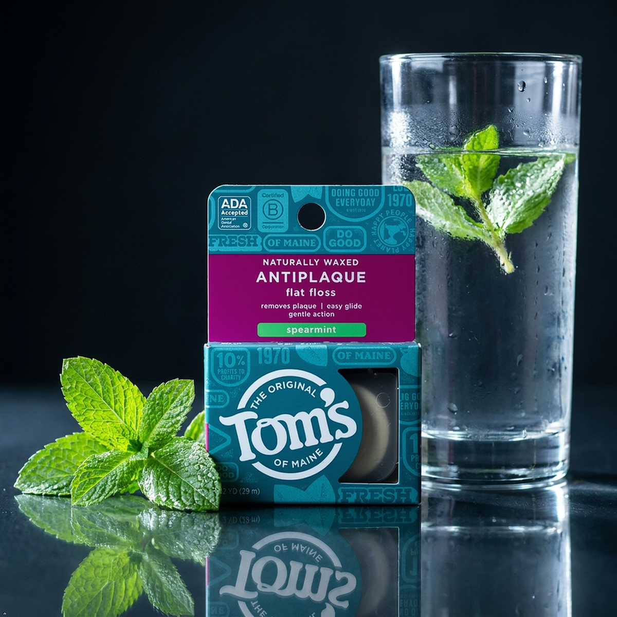 Tom's of Maine Floss Flat-Anti Plaque Spearmint 32 yd String Tom's of Maine