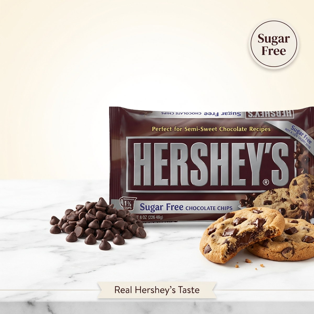 Hershey's Sugar Free Semi-Sweet Chocolate Baking Chips, 8 oz (Pack of 6) Hershey's