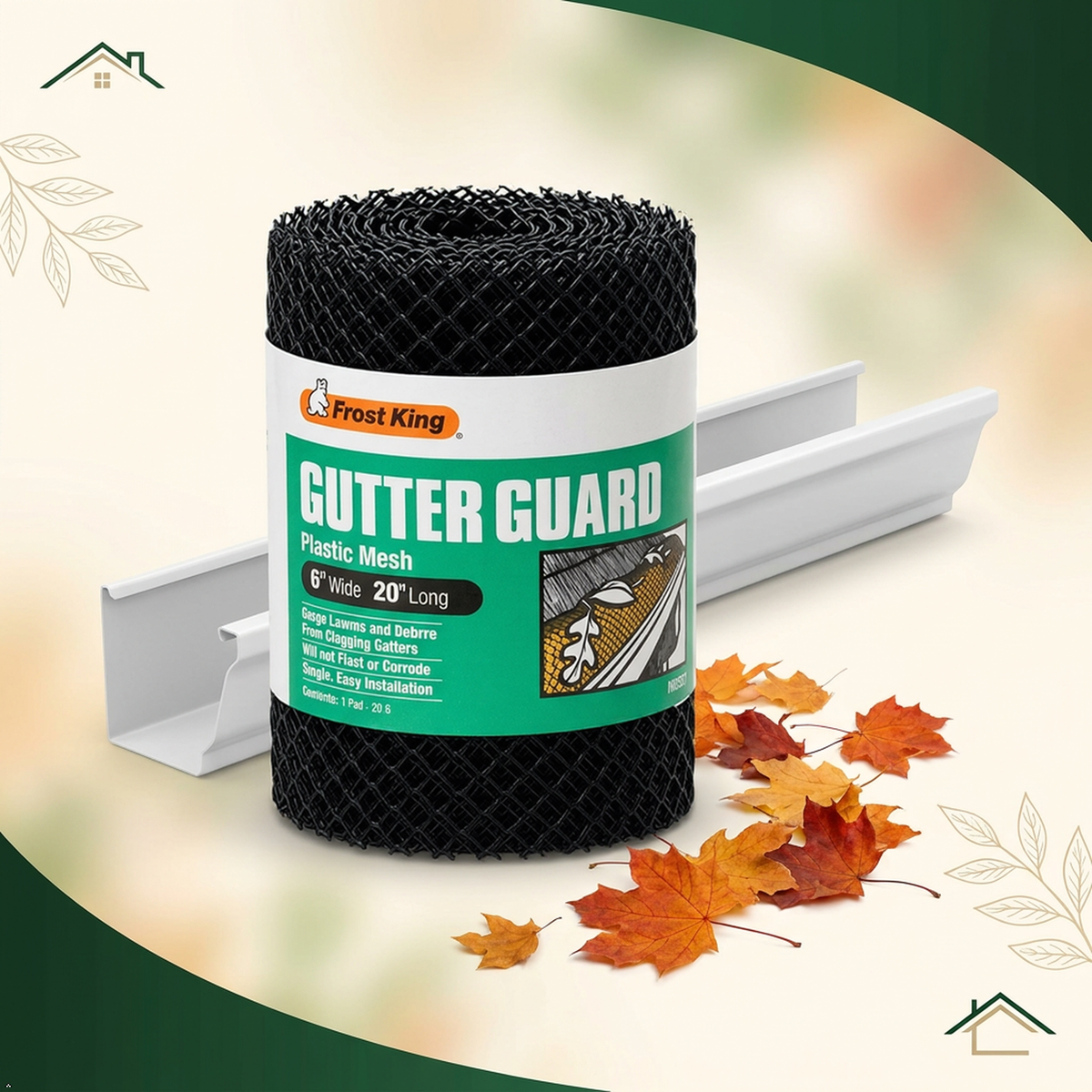 Frost King VX620 6" X 20' Black Plastic Mesh Gutter Guard Frost King