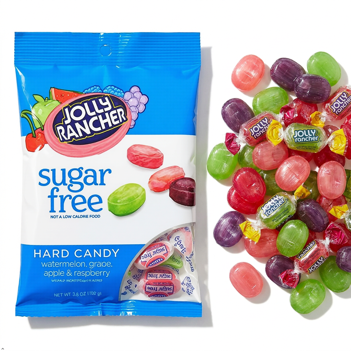 Jolly Rancher Sugar Free Hard Candy Assortment Peg Bag - 3.6 oz - (Pack of 2) Jolly Rancher