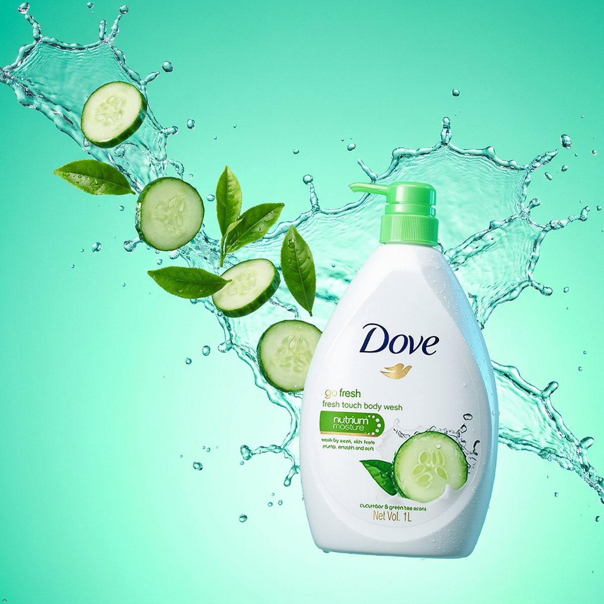 Dove Go Fresh Nourishing Body Wash, Cucumber & Green, 33.8 fl oz (Pack of 2) Dove
