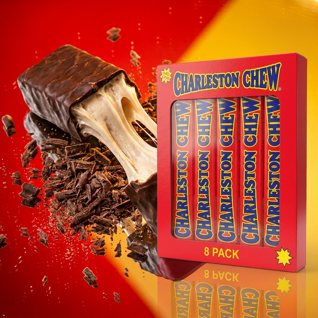Charleston Chew Strawberry - 53.2g CLASSIC RETRO AMERICAN CANDY BAR - 8 BARS Charleston Chew