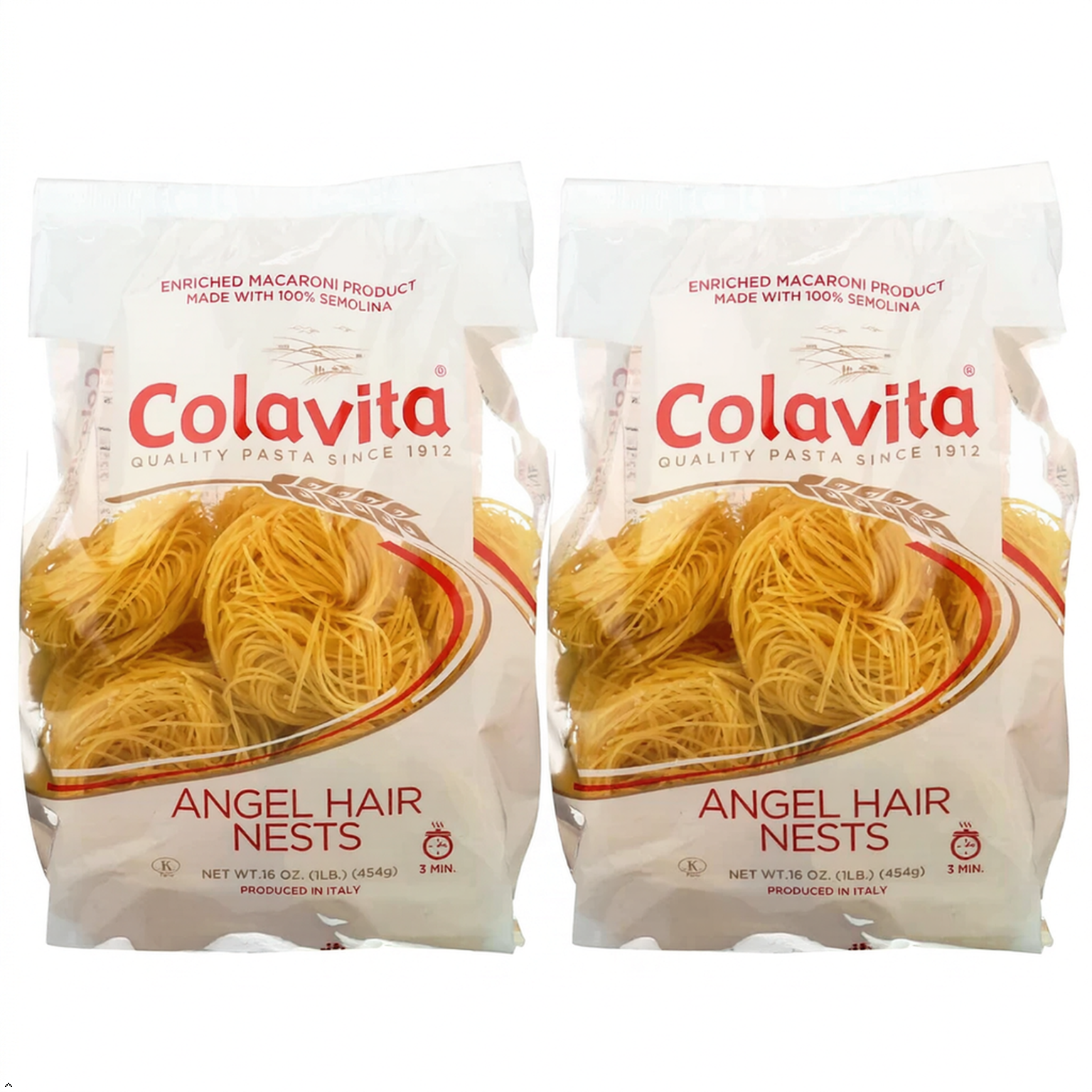 Colavita Pasta Nest Angel Hair 16 oz (Pack of 2) Colavita