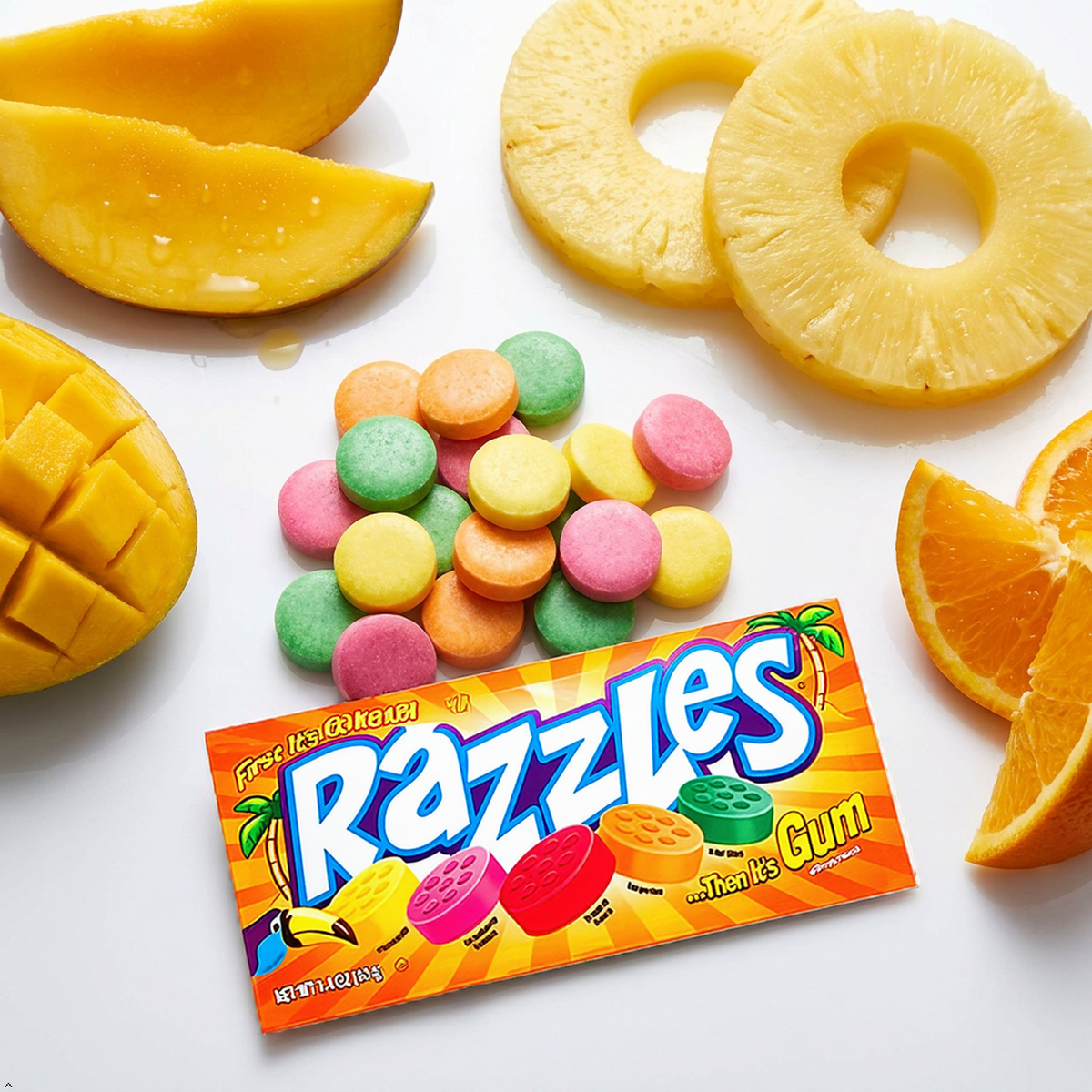 Tropical Fruit Razzles Candy, 1.4 oz (Pack of 3) Razzles