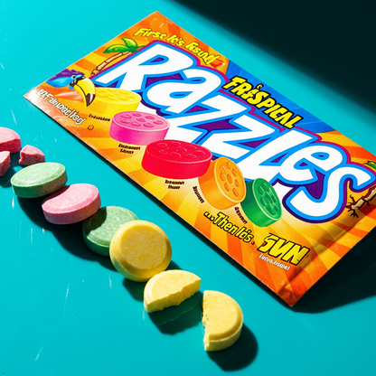 Tropical Fruit Razzles Candy, 1.4 oz (Pack of 3) Razzles
