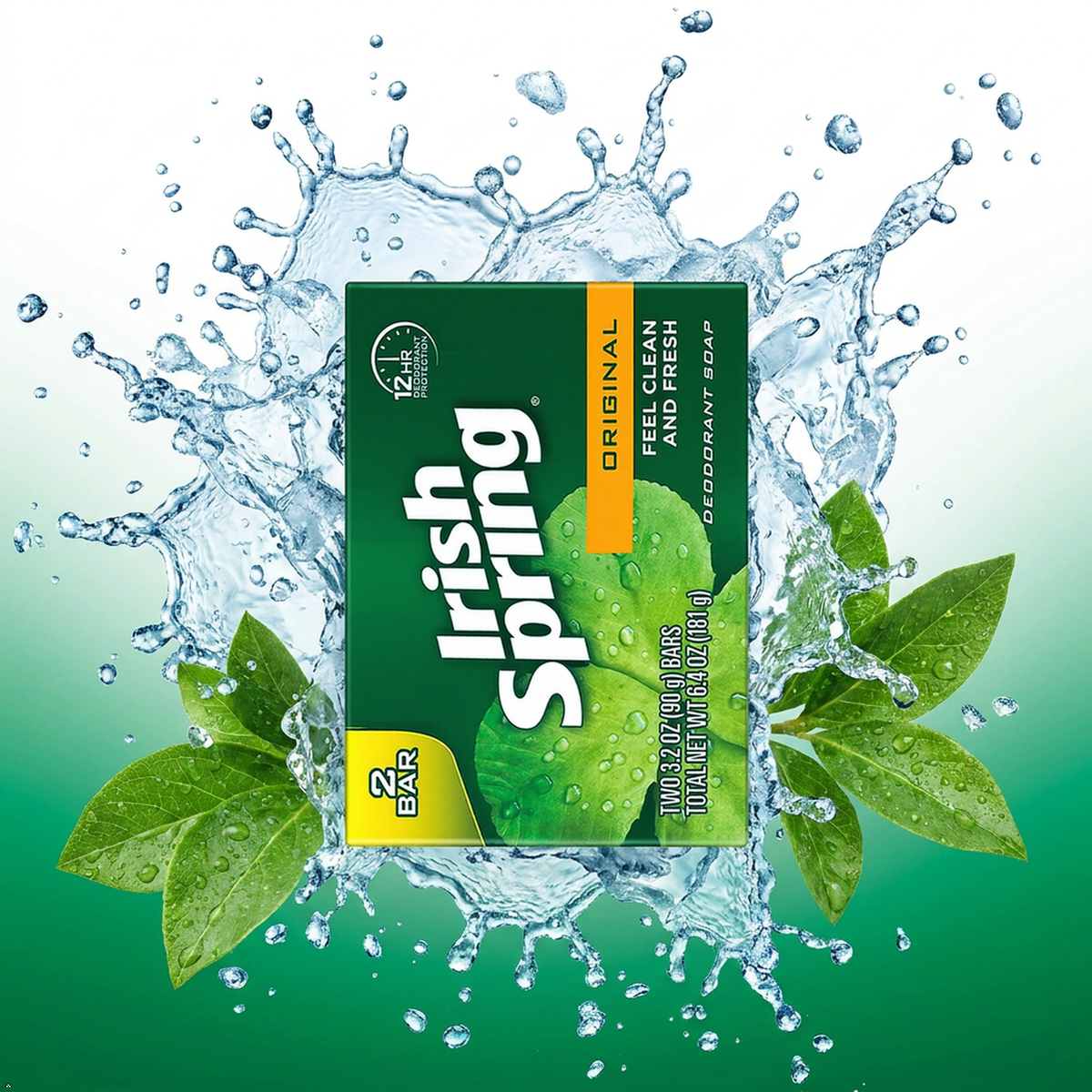 Irish Spring Original Scent Bar Soap 3.2 oz (Pack of 2) Irish Spring