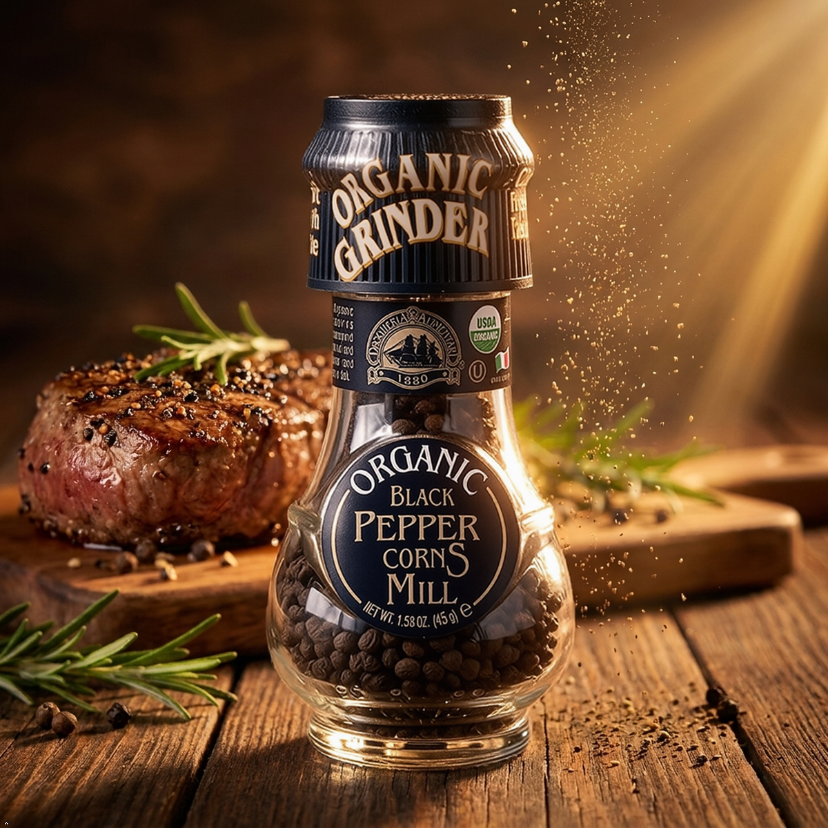 Drogheria & Alimentari Black Peppercorn Spice Grinder, 1.58 oz (Pack of 3) Drogheria & Alimentari