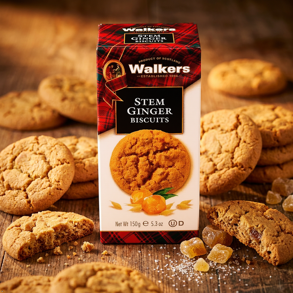 Walker's Shortbread Stem Ginger Cookies, Scottish Style Cookies, 5.3 oz Box Walker's Shortbread