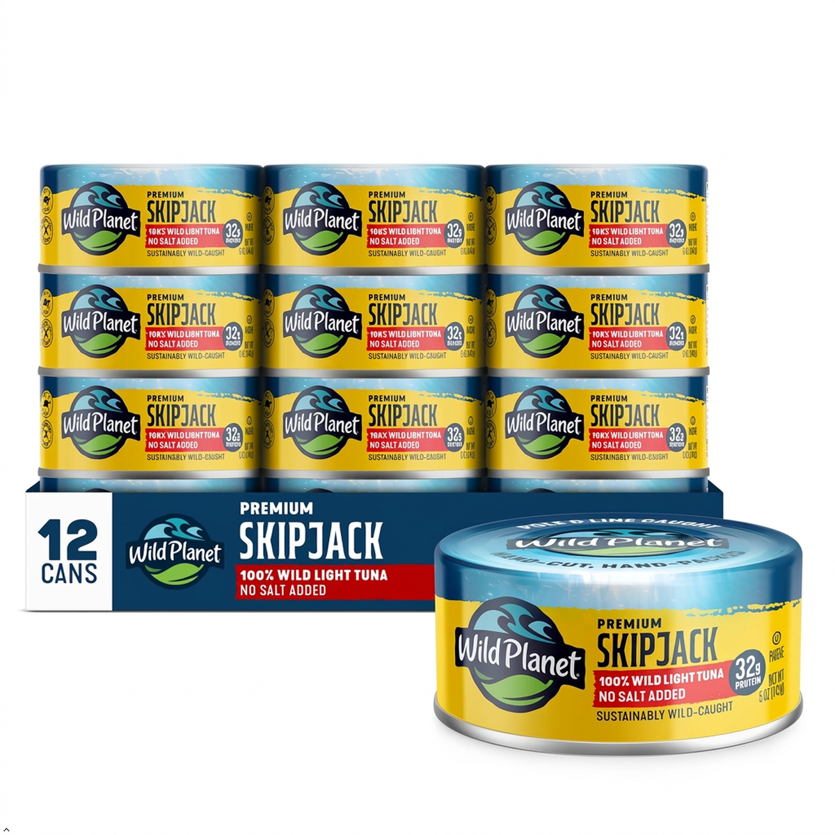 Wild Planet Skipjack Wild Tuna, No Salt Added, 5 oz Can (Pack of 12) Wild Planet