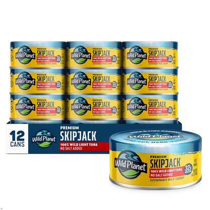 Wild Planet Skipjack Wild Tuna, No Salt Added, 5 oz Can (Pack of 12) Wild Planet