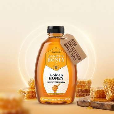 Sandt's Golden Honey, Raw & Unfiltered Clover-Wildflower Blend, 32 oz Sandt's
