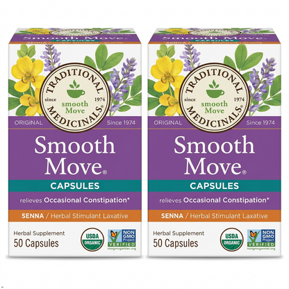 Traditional Medicinals Smooth Move Senna Capsules, 50 Count (Pack of 2) Traditional Medicinals