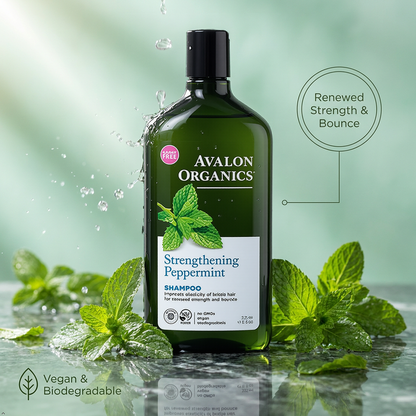 Avalon Organics Strengthening Peppermint Shampoo, 11 oz (Pack of 3) Avalon Organics