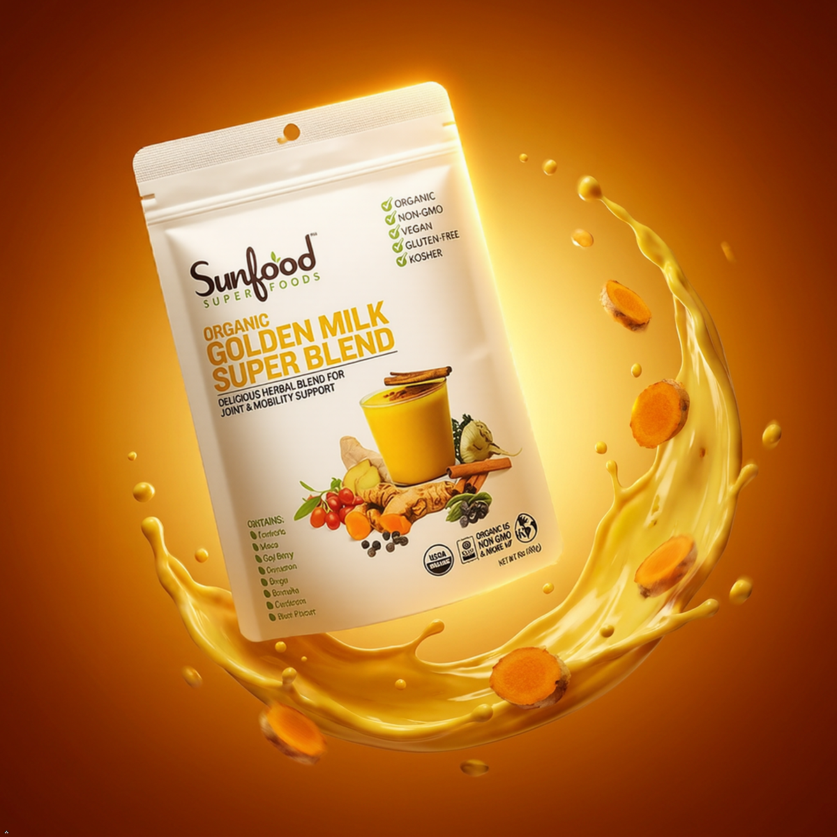 Sunfood Organic Golden Milk Super Blend, 6 oz Sunfood Superfoods