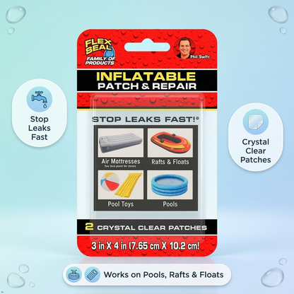 Flex Seal Patch & Repair Kit for Air Mattresses, Rafts, Pool Toys - 2 Clear Flex Seal