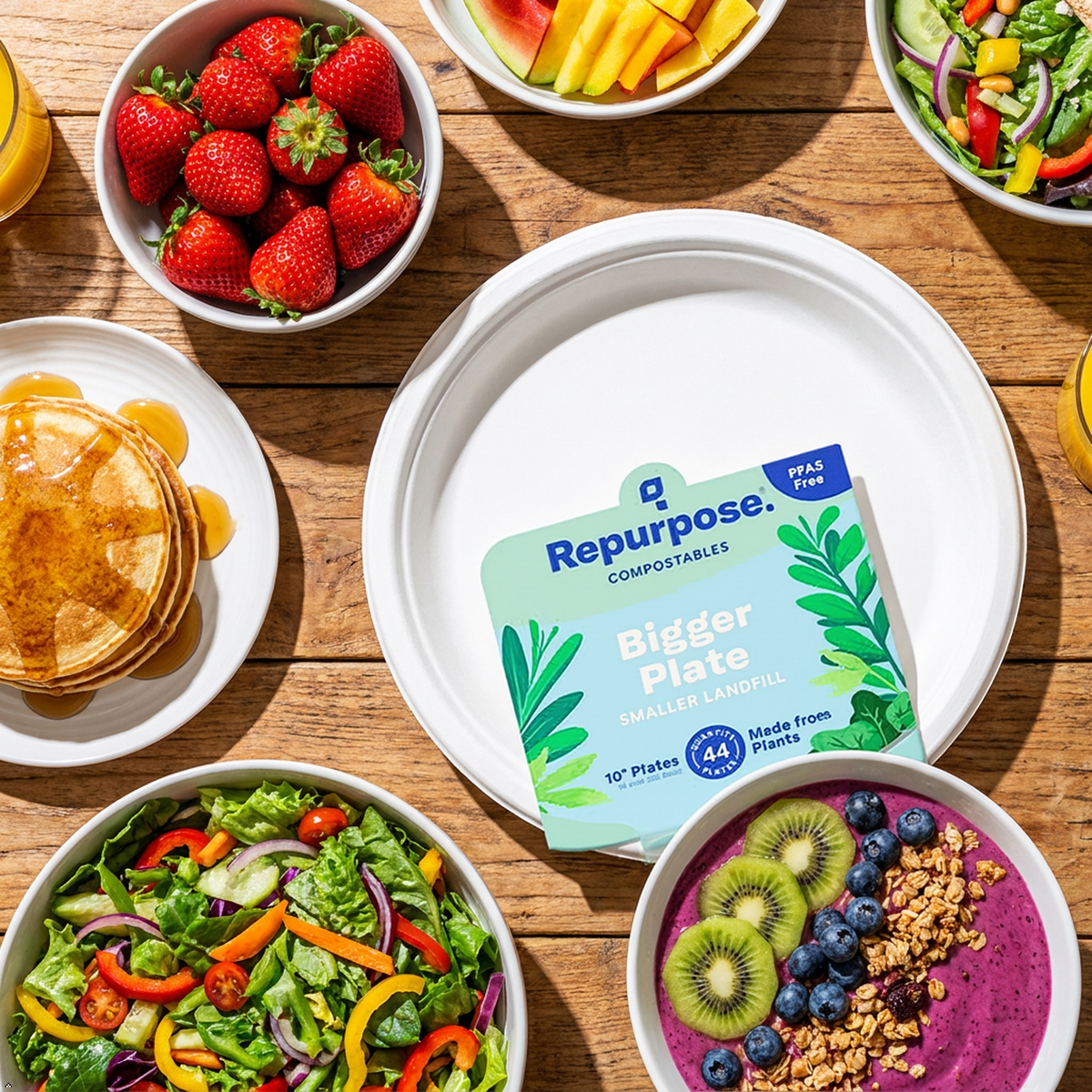 Repurpose Compostable Plates 10in, 44 Count Repurpose