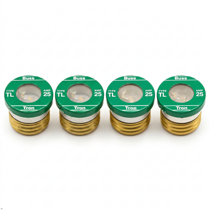Bussmann TL-25PK4 25 Amp Time Delay Edison Base Plug Fuse, 125V (Pack of 4) Bussmann