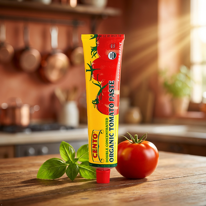 Cento Double Concentrated ORGANIC Tomato Paste 4.56 oz tubes (Pack of 2) Cento