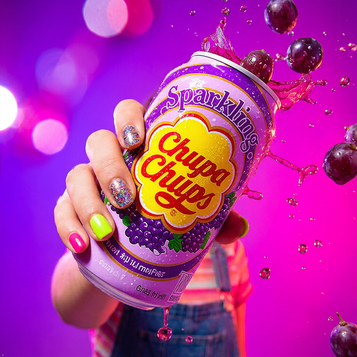 Namyang Chupa Chups Sparkling Soda Flavor 345 mL (Grape, 6 Cans) Chupa Chups