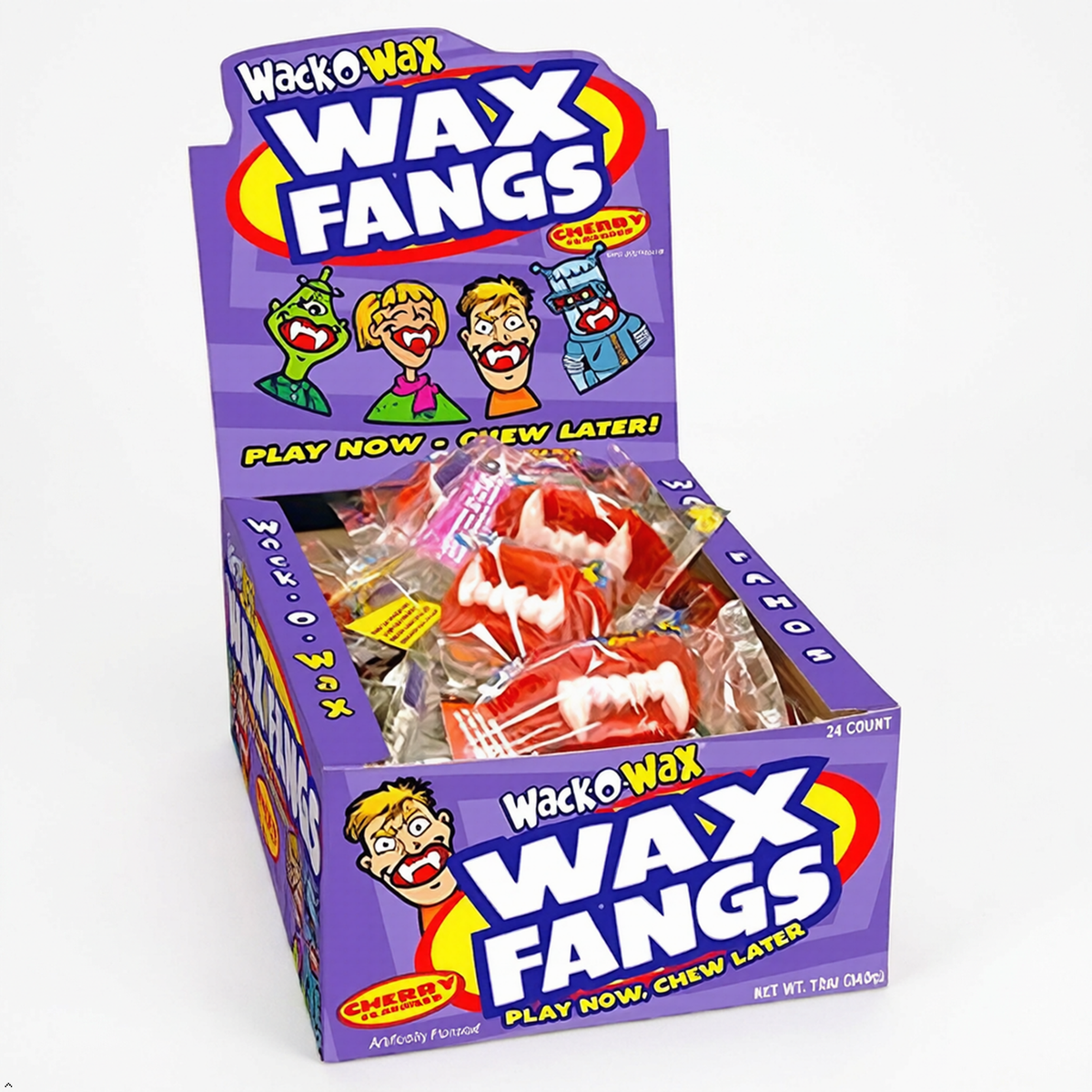 Wack-O-Wax Fangs Cherry Candy Halloween Toy, 24 Count Box Wack-O-Wax