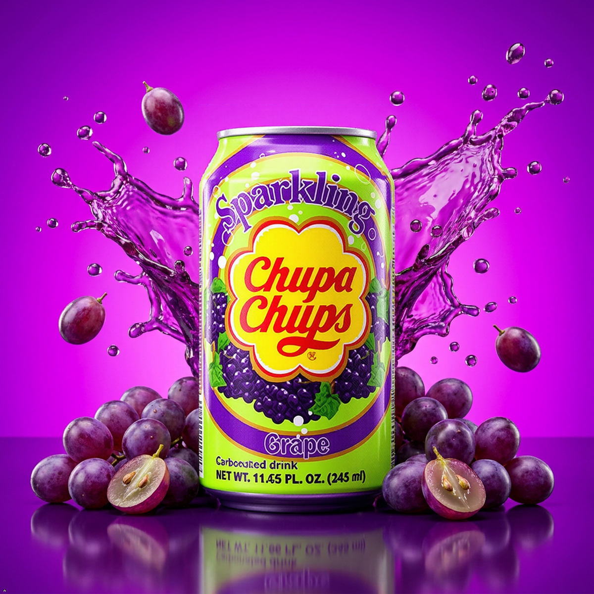 Namyang Chupa Chups Sparkling Soda Flavor 345 mL (Grape, 6 Cans) Chupa Chups