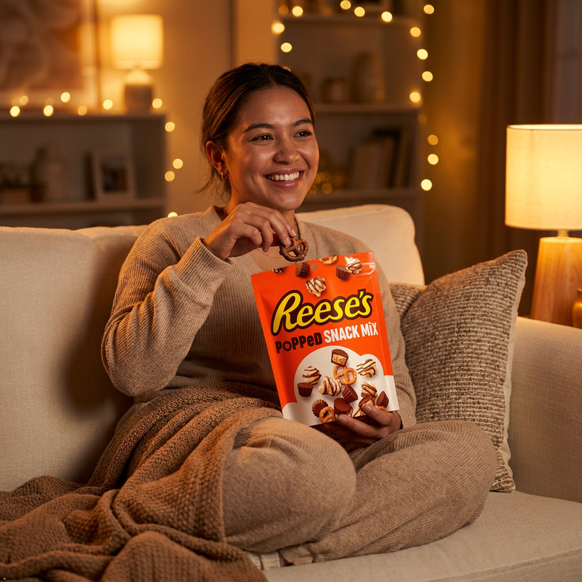 REESE'S Chocolate Peanut Butter Popped, Snack Mix Bag, 8 oz Reese's