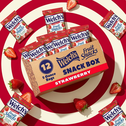 Welch's Fruit Snacks, Strawberry, Perfect for School Lunches (Pack of 12) Welch's