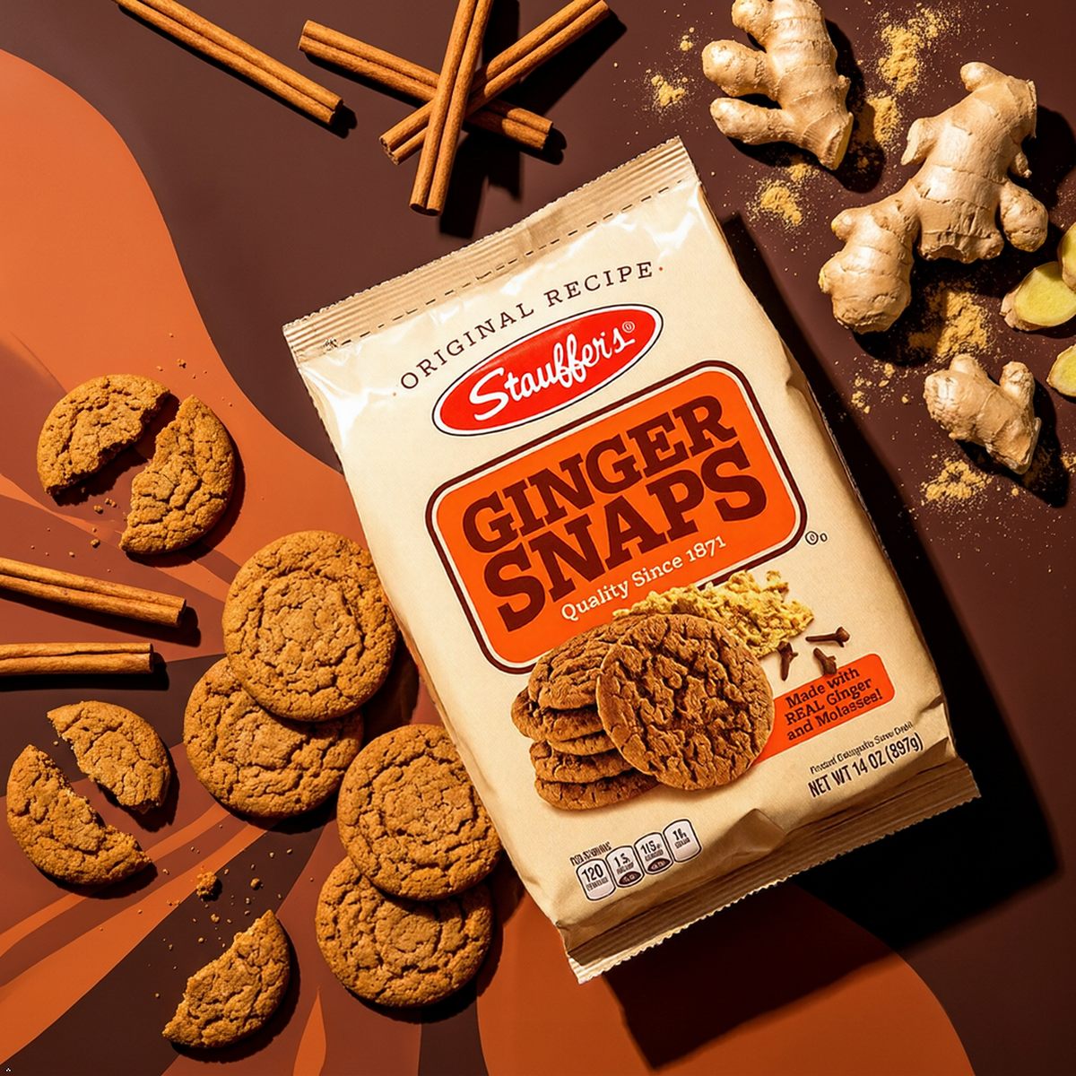 Stauffers Ginger Snaps Bag, 14-Ounce Bags (Pack of 6) Stauffers