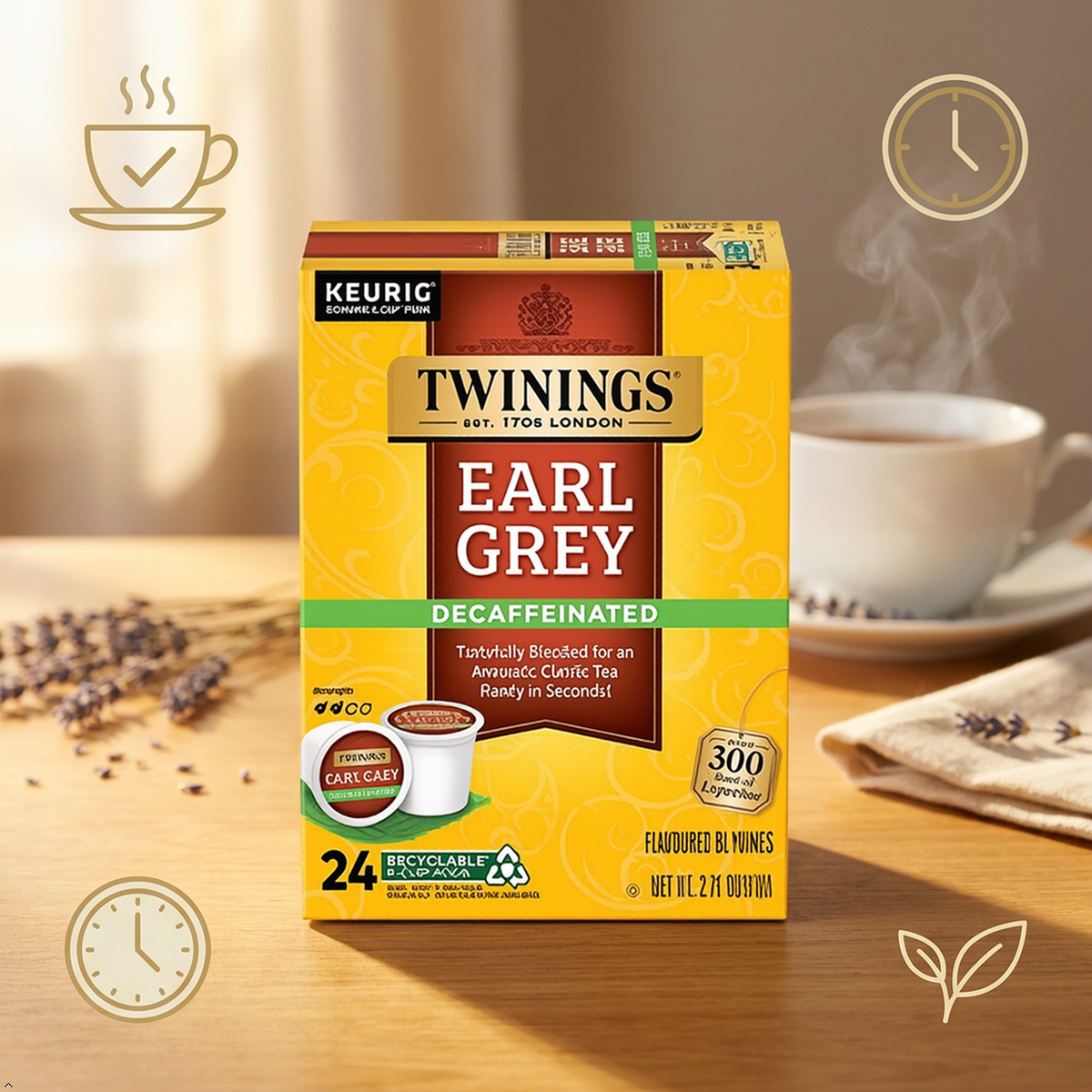 Twinings of London Decaffeinated Earl Grey Tea K-Cups for Keurig (Pack of 2) Twinings of London