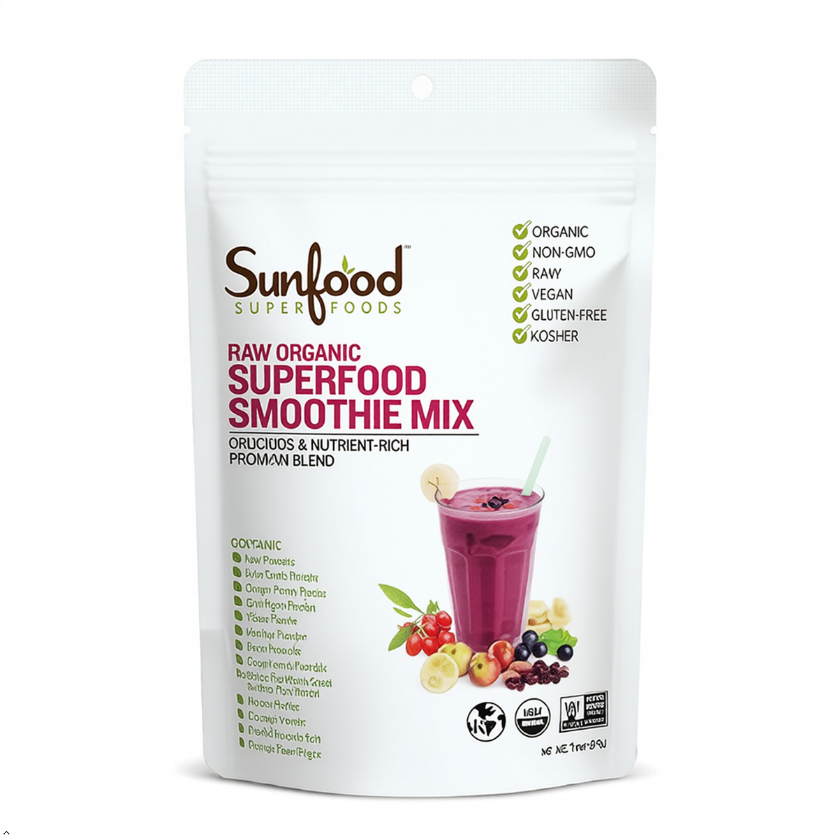 Sunfood Raw Organic Smoothie Mix, 8 oz Sunfood