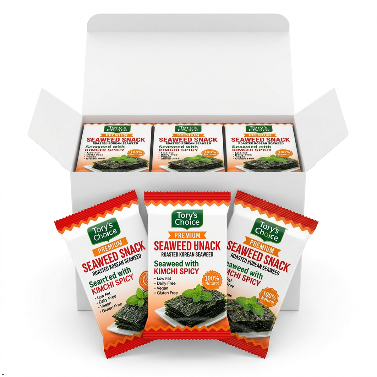 Tory's Choice Roasted Seaweed Snacks, Kimchi Spicy, 0.35 oz (Pack of 10) Tory's Choice