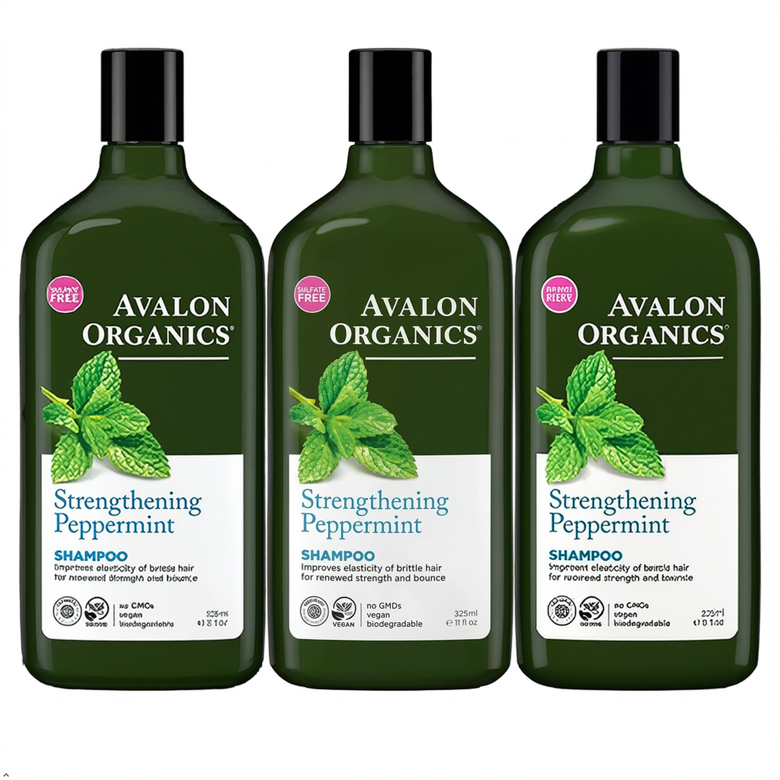 Avalon Organics Strengthening Peppermint Shampoo, 11 oz (Pack of 3) Avalon Organics