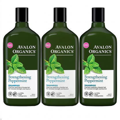 Avalon Organics Strengthening Peppermint Shampoo, 11 oz (Pack of 3) Avalon Organics