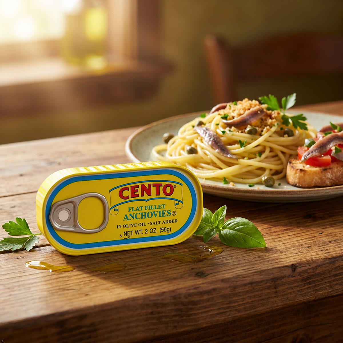 Cento - Flat Anchovies in Olive Oil, 2 oz (Pack of 10) Cento