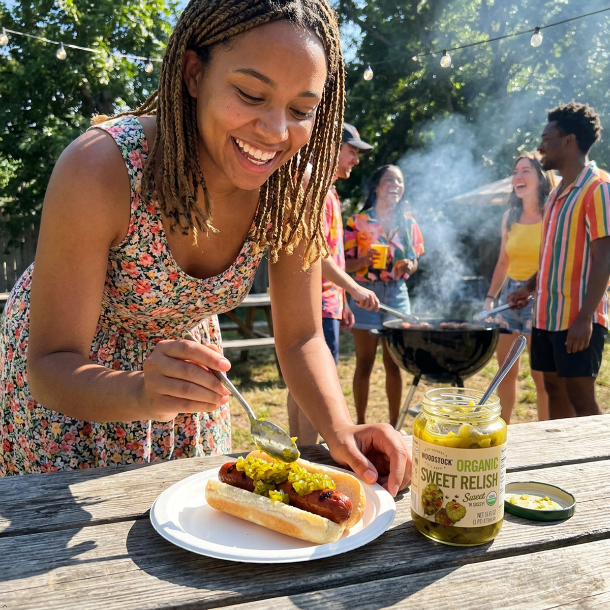 Woodstock, Sweet Relish, At least 95% Organic, 16 oz Woodstock