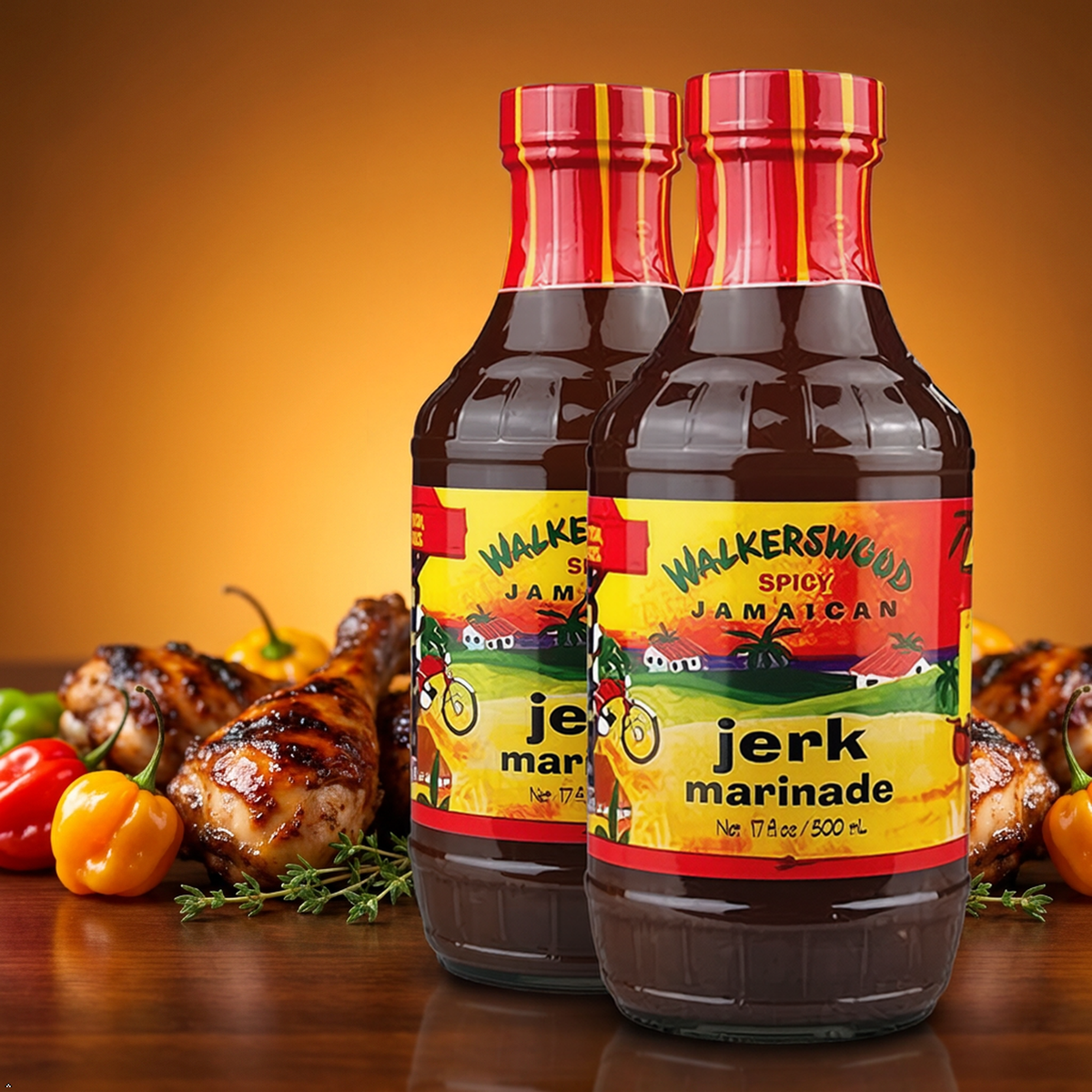 Walkerswood Jamaican Jerk Marinade Seasoning Sauce, 500 mL (Pack of 2) Walkerswood
