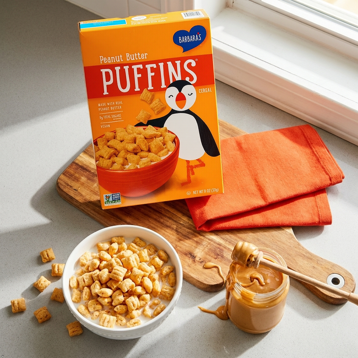 Barbaras Bakery Peanut Butter Puffins Cereal (Pack of 2) Barbara's Bakery