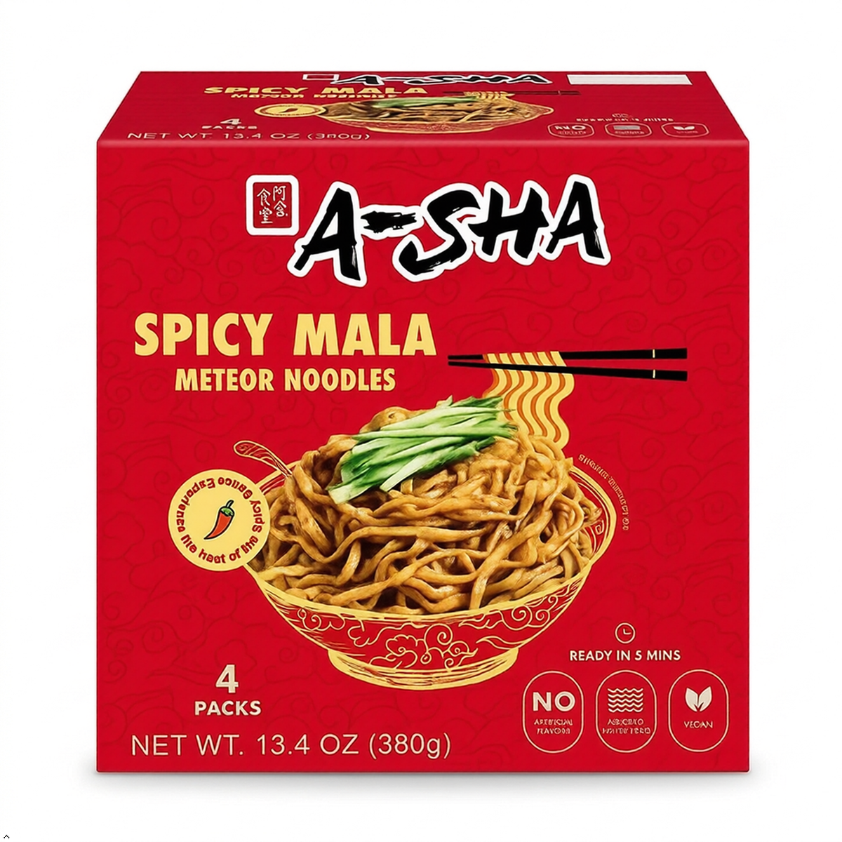 A-Sha Galaxy Noodles with Spicy Sauce, 13.4 oz (Pack of 4) A-Sha