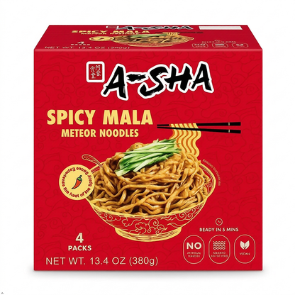 A-Sha Galaxy Noodles with Spicy Sauce, 13.4 oz (Pack of 4) A-Sha
